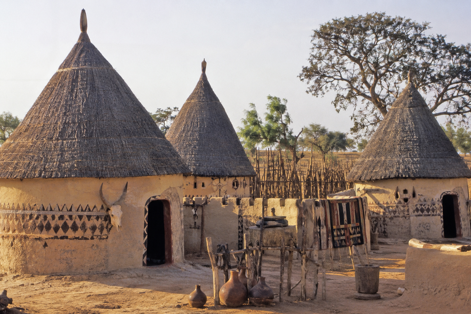 Traditional decorated Gude huts